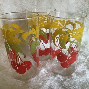 VTG Printed Cherry Design Glasses / Tumblers 3
